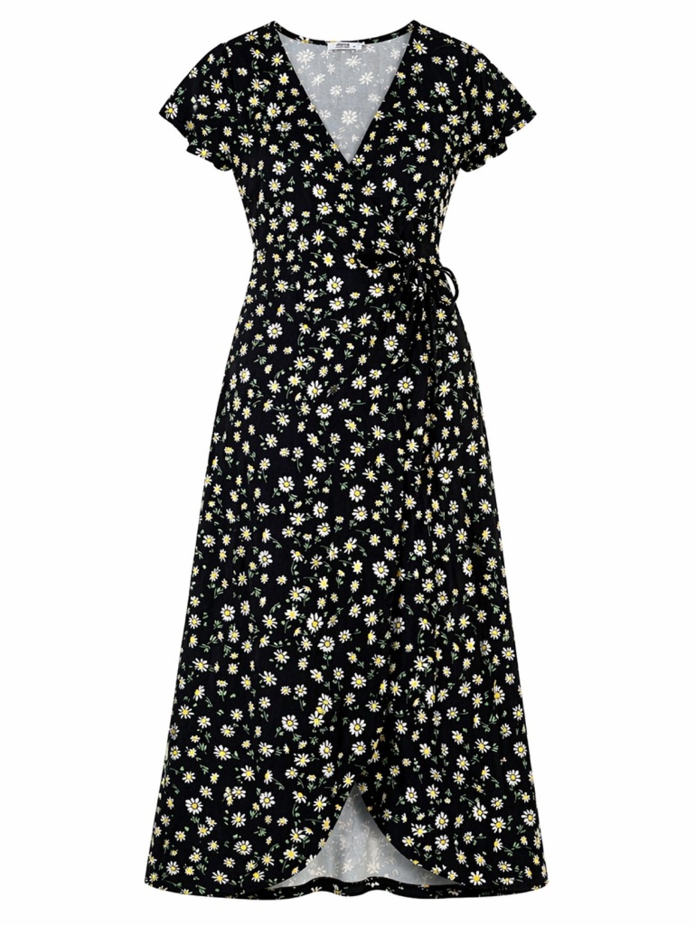 Ardene Black Floral Maxi Dress with White & Yellow Daisies